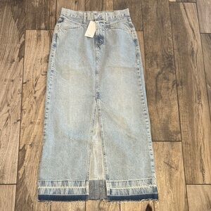 Light Blue Denim Midi Skirt